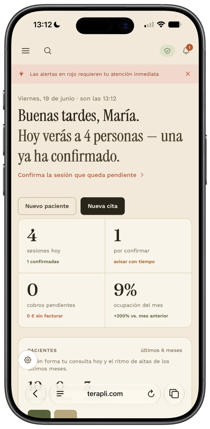 Terapli en el móvil: la agenda del día y los recordatorios, contigo estés donde estés